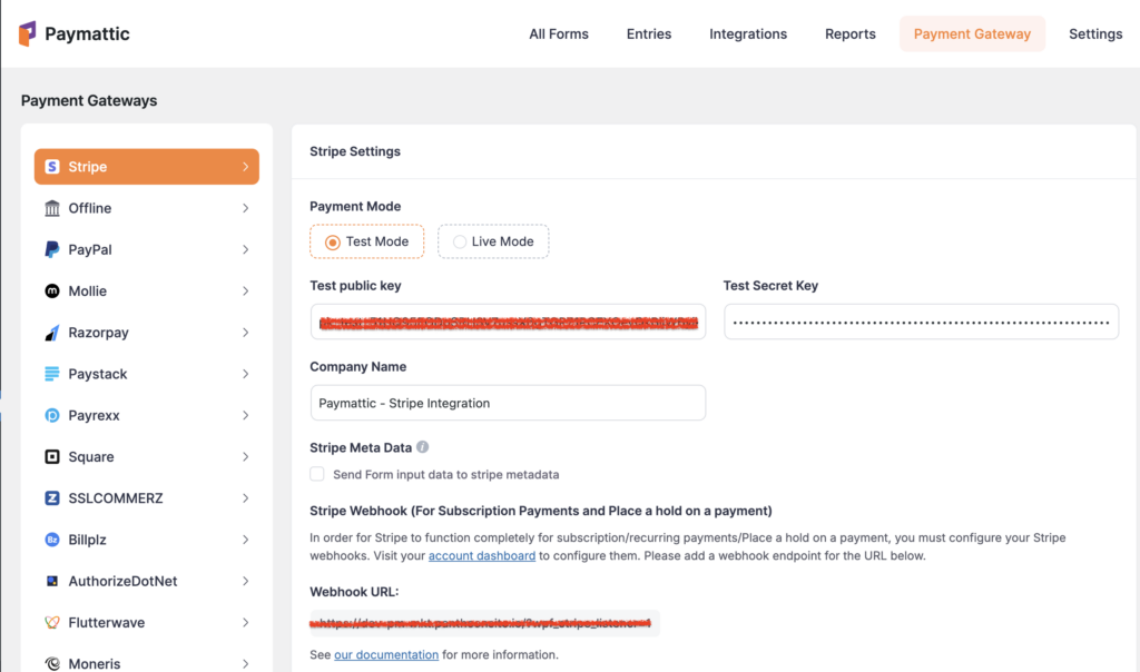 integrating Stripe payment gateway using Paymattic